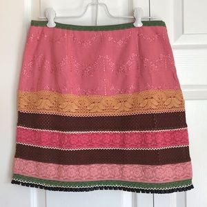 Boston Proper Multicolor Striped Embellished Skirt Size 8 EUC